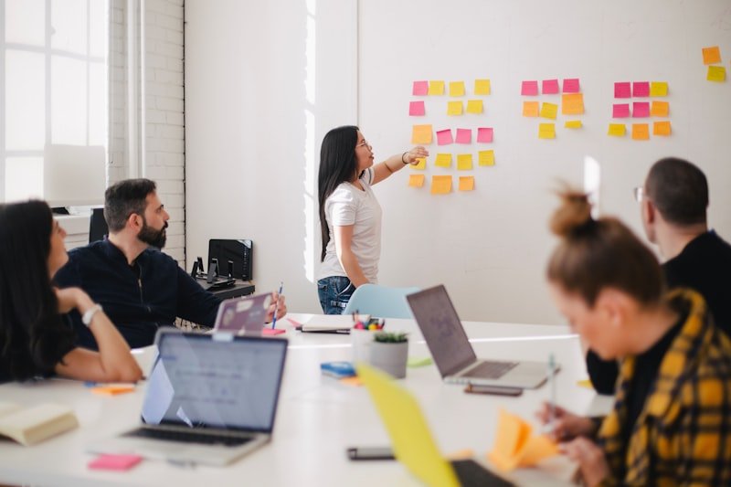 A team planning at a whiteboard