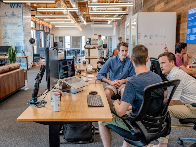 A project team working together