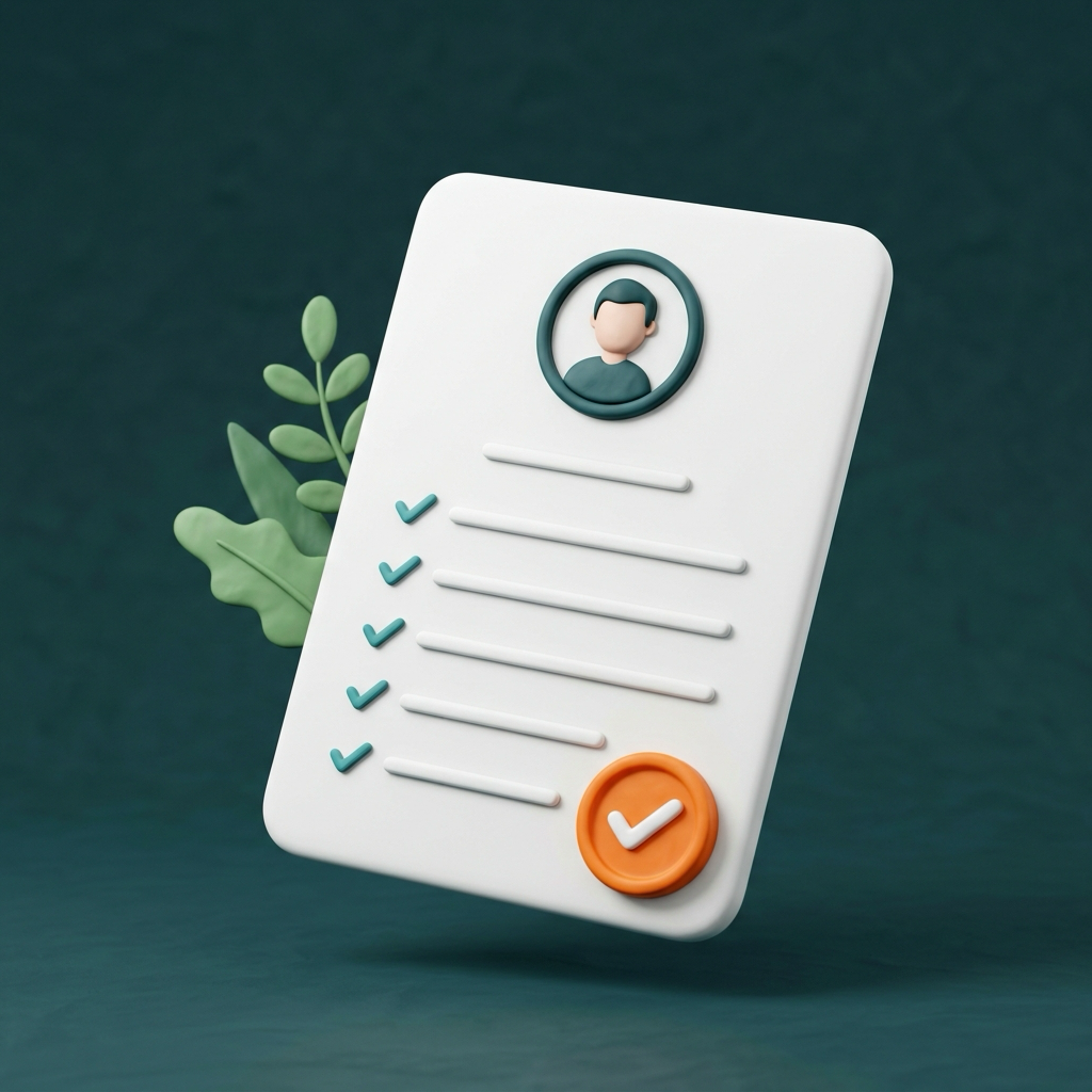 3D ATS resume card with verified checkmark badge
