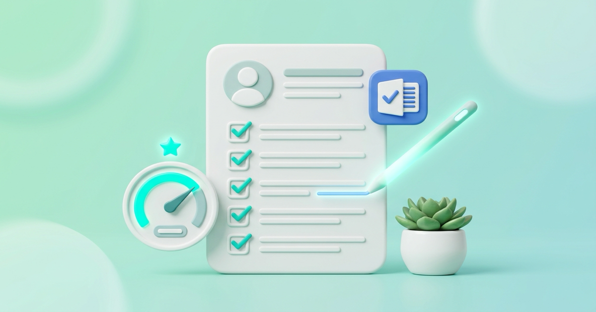 ReachRole AI Resume Builder 3D illustration with resume document, digital pen, score dial and Word badge