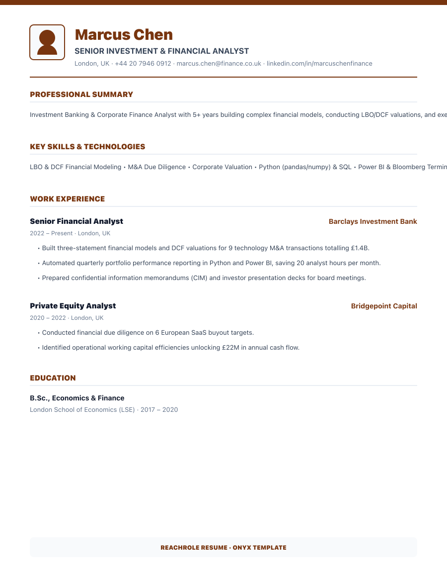 Bronze Minimalist template preview