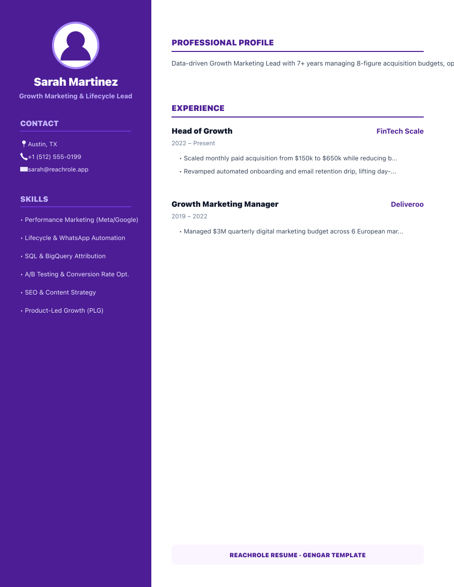 Indigo Sidebar template preview